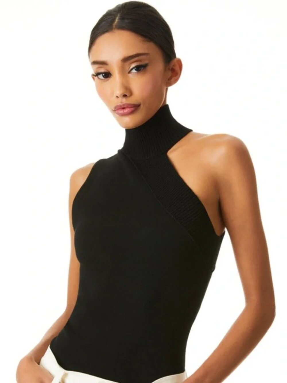 Womens Alice + Olivia Black (Item- 168) Kiki Asymmetric Cut Out Tank Top XS